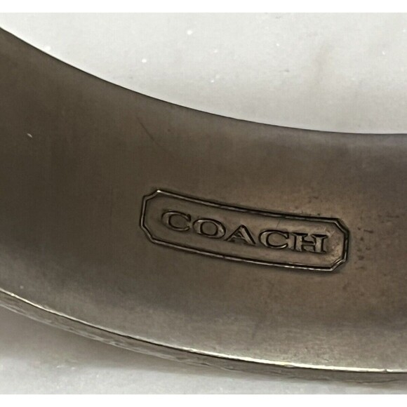 Coach Bangle Bracelet Stackable Enamel POLKA DOT Signature Logo Silver Plate Y2K - Picture 6 of 6